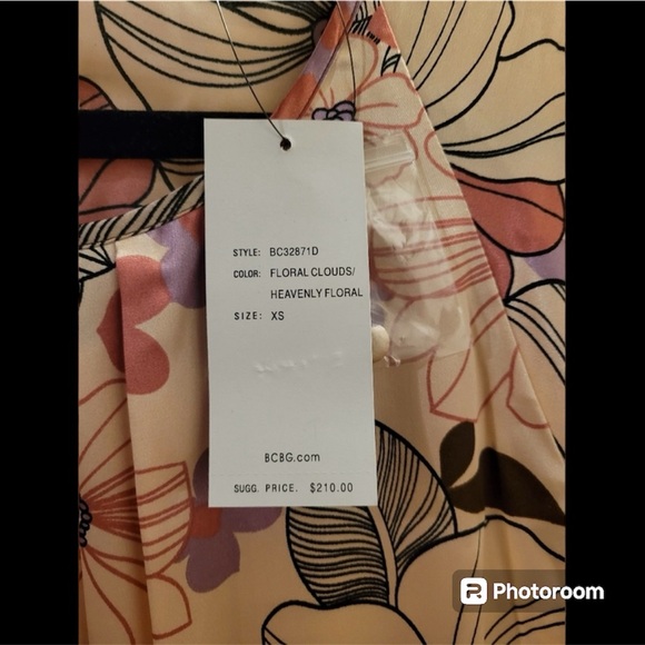 NWT BCBG Max Azria Satin Floral Dress Size XS - Picture 7 of 7